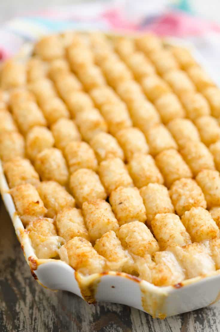 Cheesy Ham & Broccoli Tater Tot Hotdish