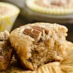 Cinnamon Pecan Banana Bread Muffins bite