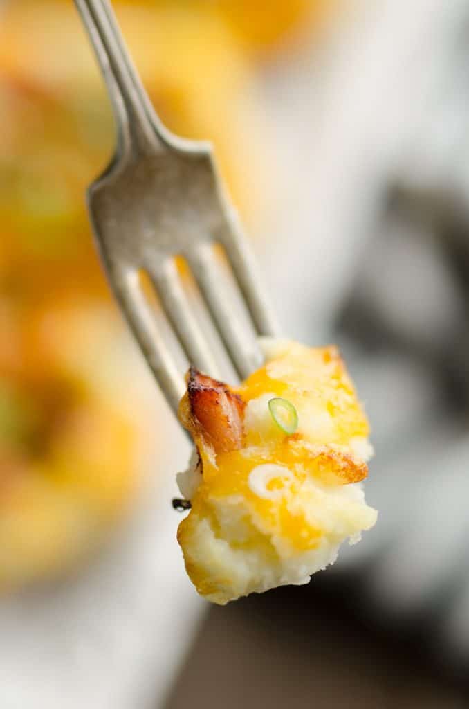 Airfryer Ham & Three Cheese Twice Baked Potatoes bite