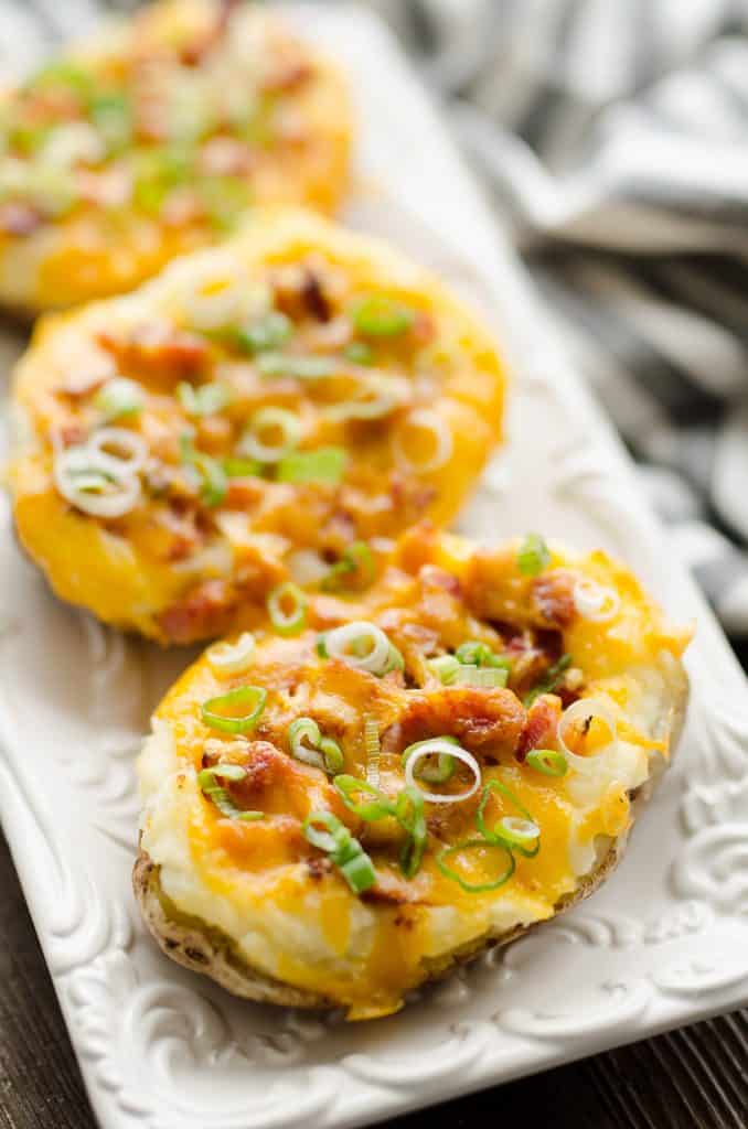 Airfryer Ham & Three Cheese Twice Baked Potatoes served