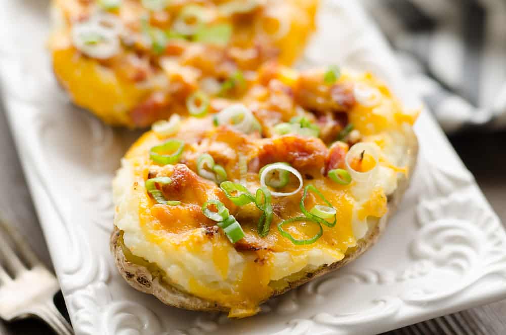 Airfryer Ham & Three Cheese Twice Baked Potatoes