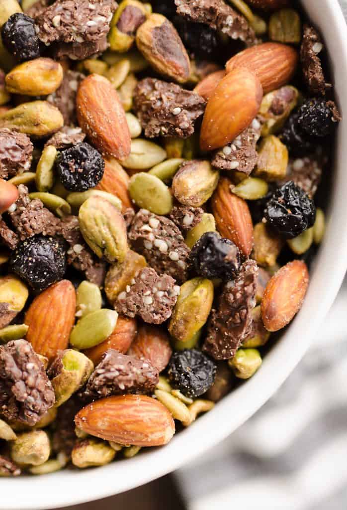 Blueberry Dark Chocolate Superfood Trail Mix closeup