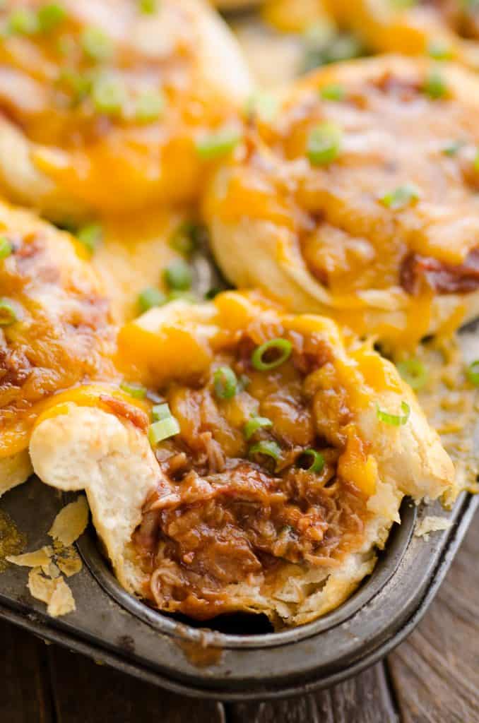 Cheesy BBQ Biscuit Cups bite
