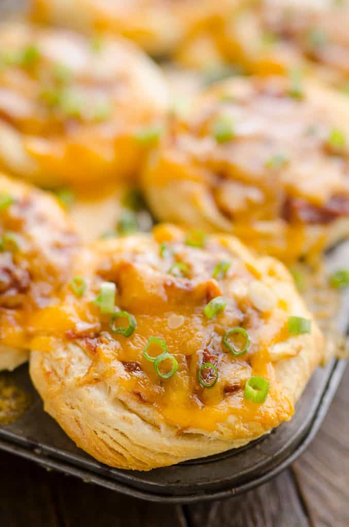 Cheesy BBQ Biscuit Cups closeup