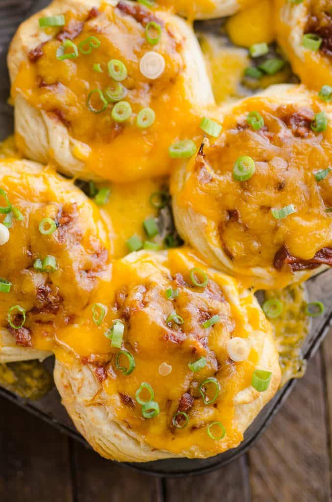 Cheesy BBQ Biscuit Cups overhead picture