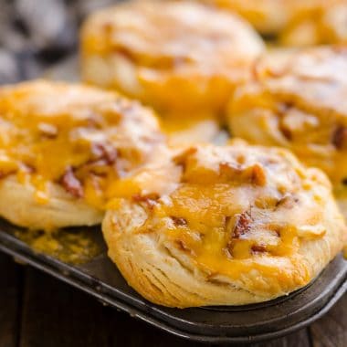 Cheesy BBQ Biscuit Cups in pan