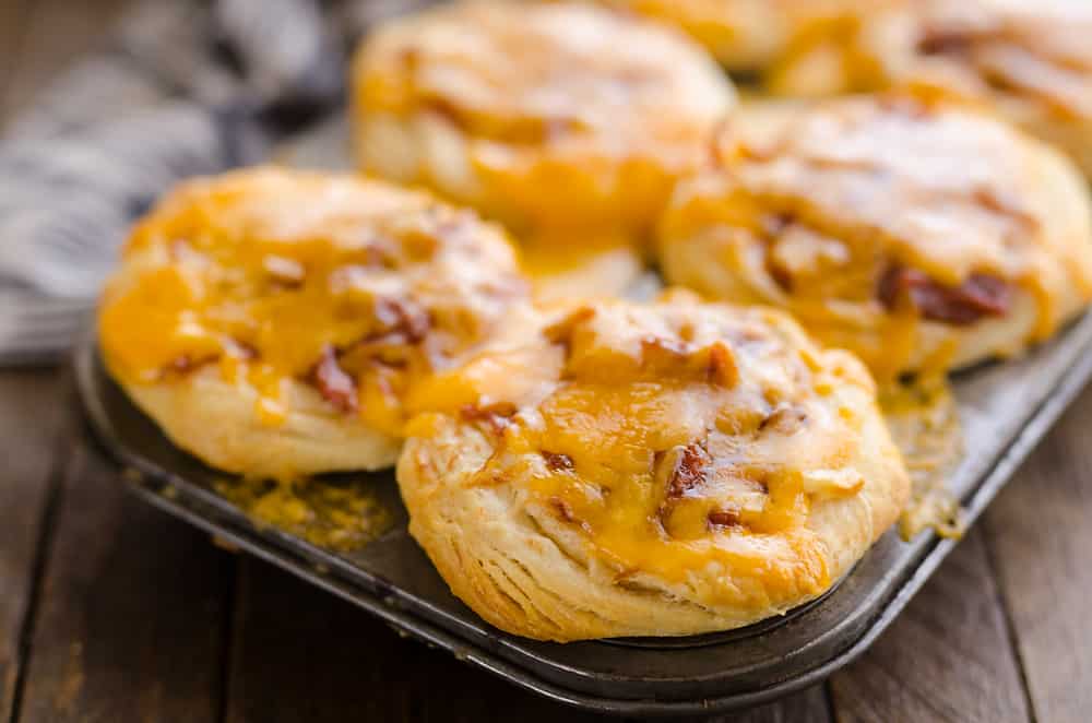 Cheesy BBQ Biscuit Cups in pan