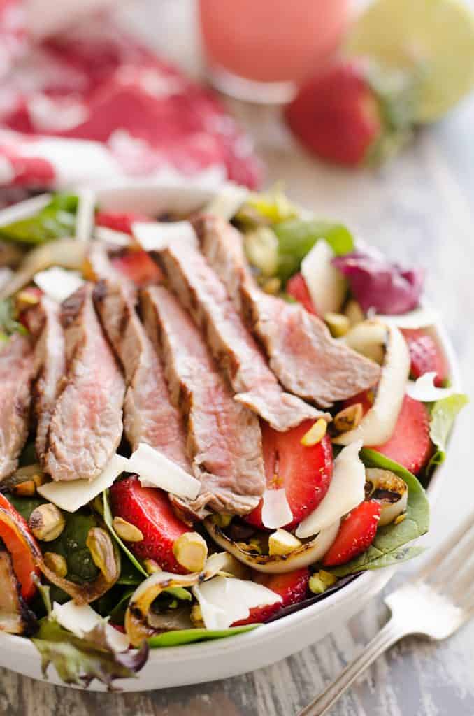 Grilled Steak Strawberry Salad served