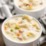 Pressure Cooker Creamy Ham & Tortellini Soup two bowls of soup