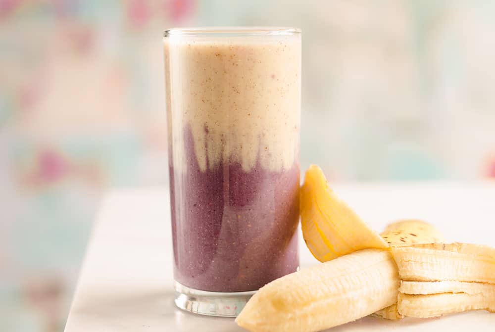 Blackberry Banana Protein Smoothie with fruit