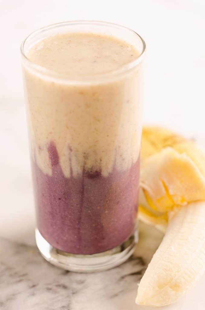 Blackberry Banana Protein Smoothie in glass