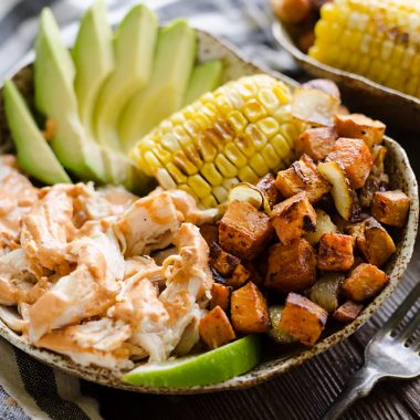 Chipotle Lime Chicken & Sweet Potato Bowls prep