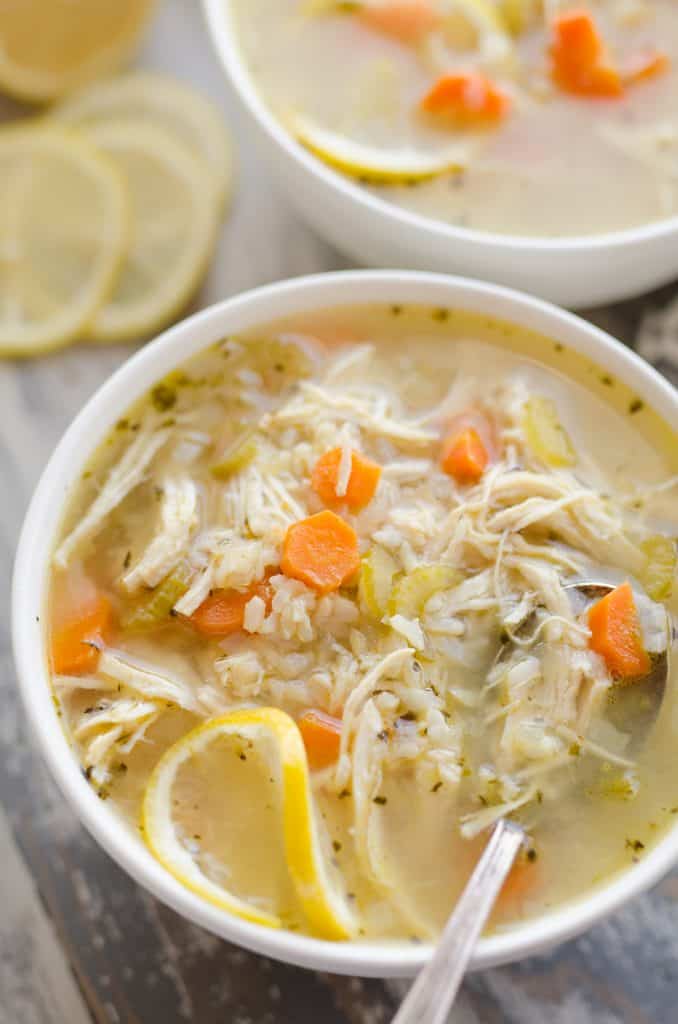 Pressure Cooker Lemon Chicken & Brown Rice Soup