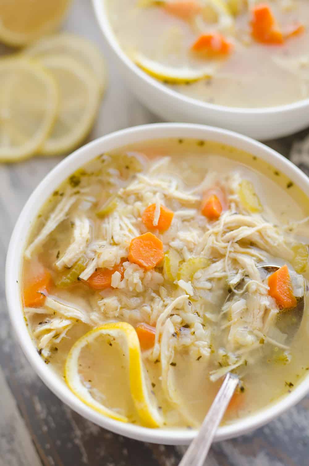 Pressure Cooker Lemon Chicken & Brown Rice Soup