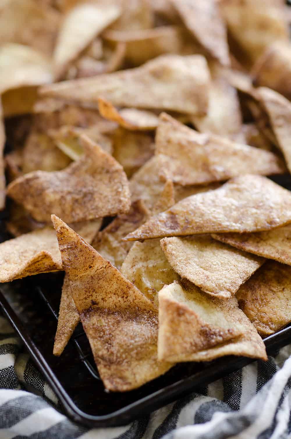 Baked Cinnamon Sugar Tortilla Chips baking sheet