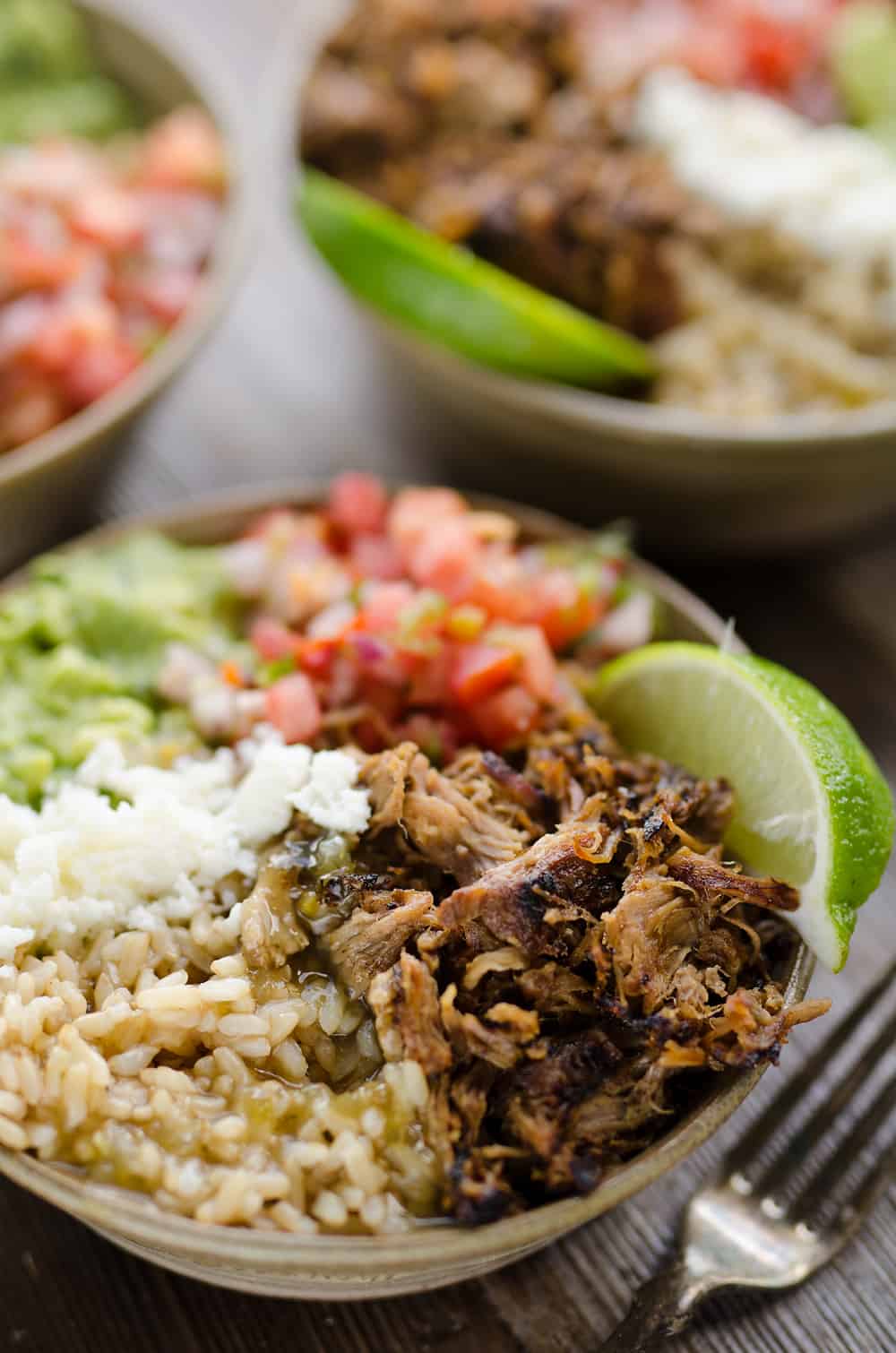 Easy Pork Carnitas Rice Bowls 3 servings