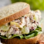 Fruit & Pecan Chicken Salad on cutting board