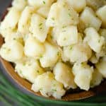 German Potato Salad in wooden bowl