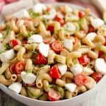 Balsamic Caprese Pasta Salad serving