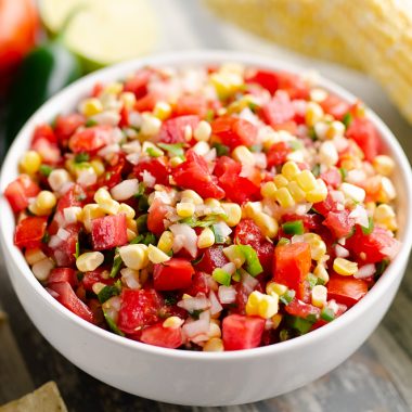 Garden Fresh Sweet Corn Salsa serving