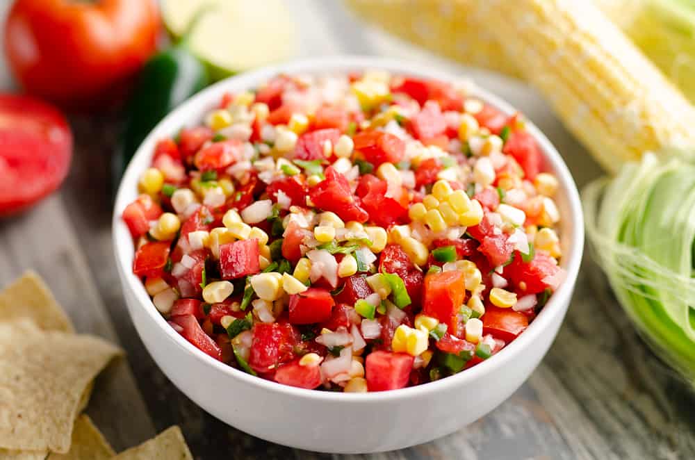 Garden Fresh Sweet Corn Salsa serving