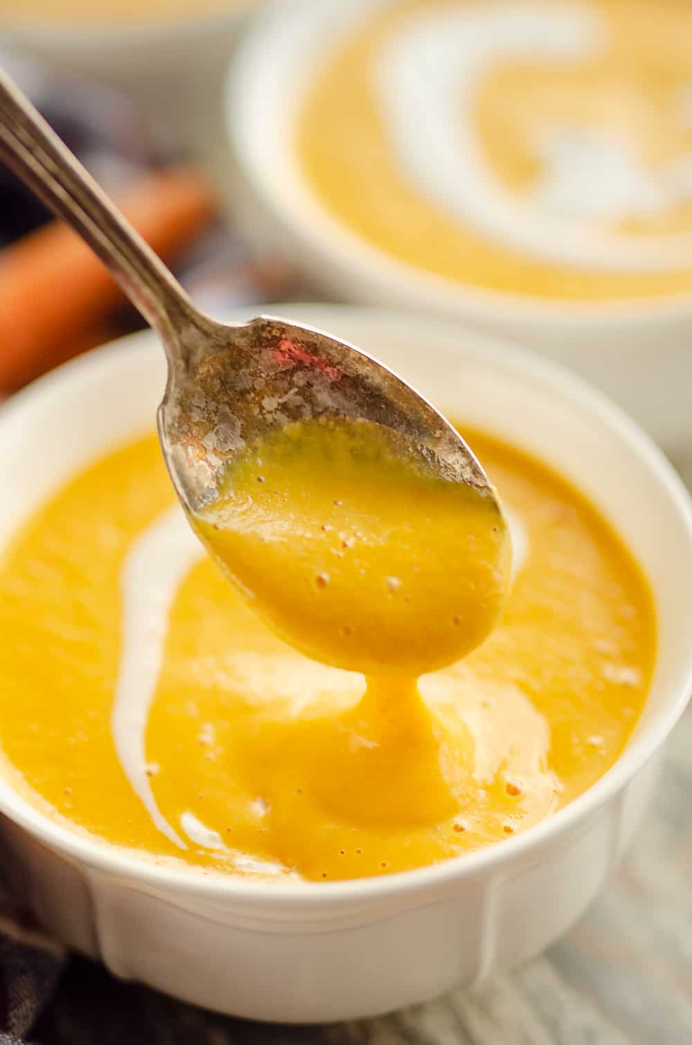 Pressure Cooker Creamy Carrot Soup spoonful