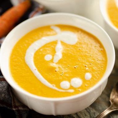 Pressure Cooker Creamy Carrot Soup serving bowl