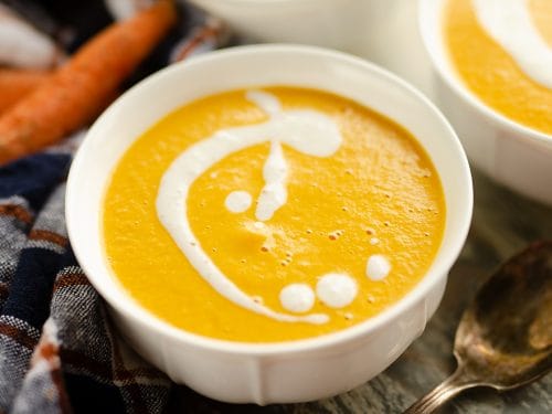 Pressure Cooker Creamy Carrot Soup serving bowl