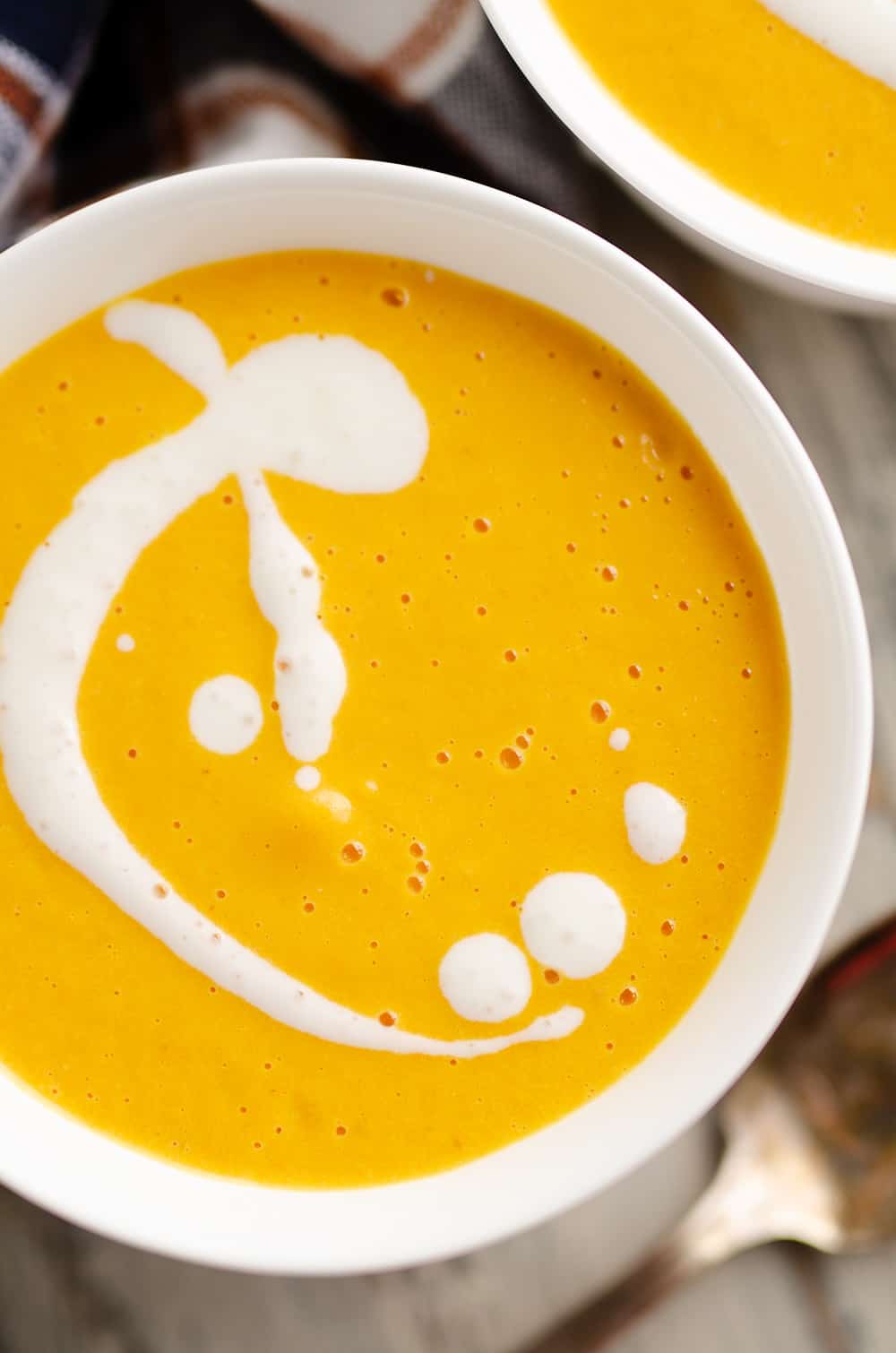 Pressure Cooker Creamy Carrot Soup close up 