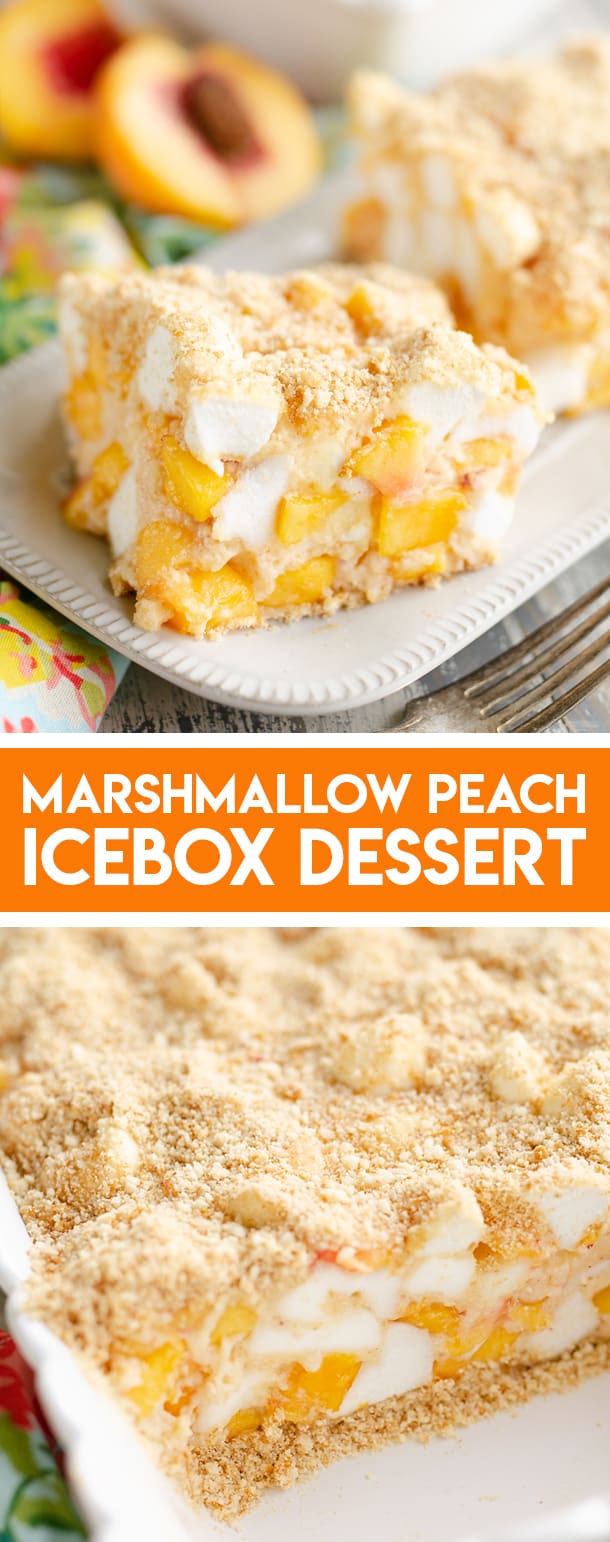 Marshmallow Peach Icebox Dessert