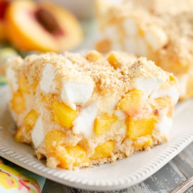 Marshmallow Peach Icebox Dessert slice of sweet