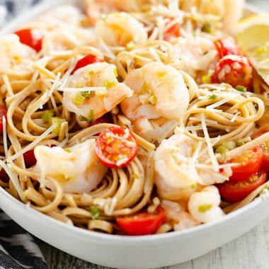 Parmesan Lemon Shrimp Linguine serving 4