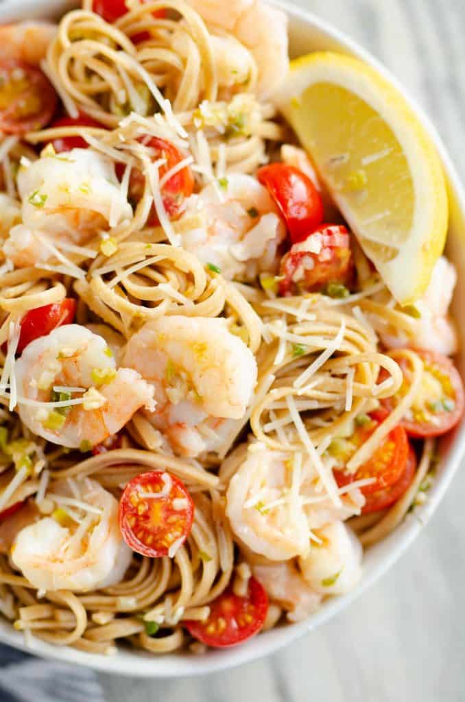 Parmesan Lemon Shrimp Linguine Light 20 Minute Recipe