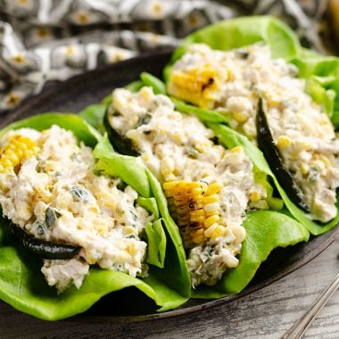 Roasted Poblano & Sweet Corn Chicken Salad served