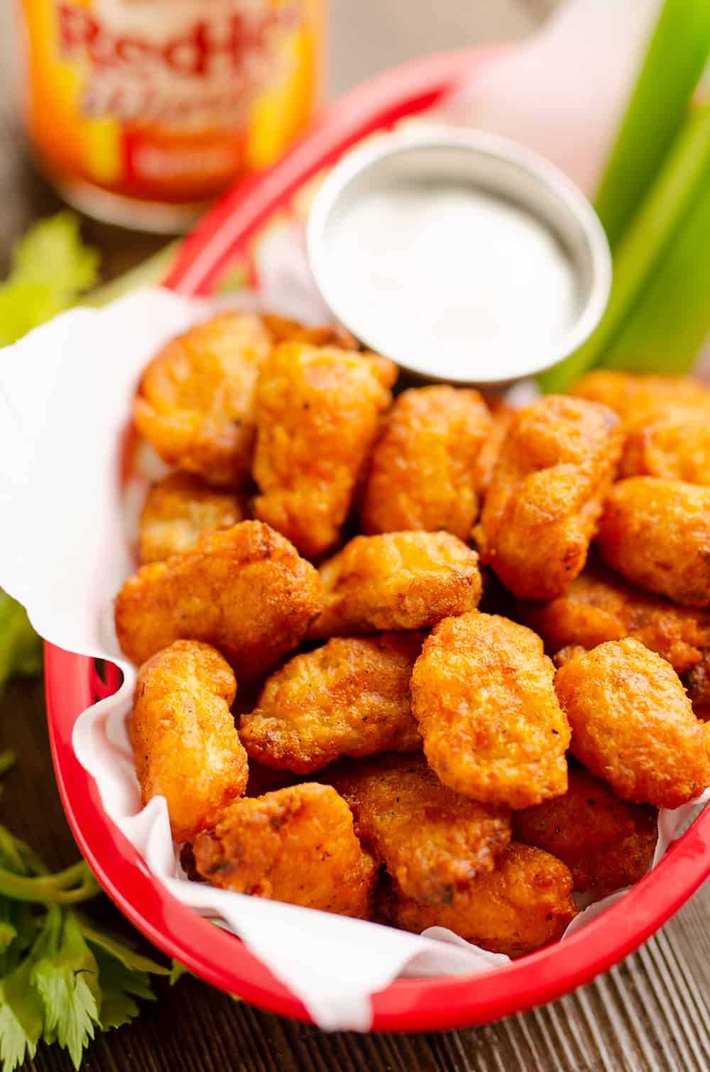 Airfryer Buffalo Cauliflower Tots appetizer basket