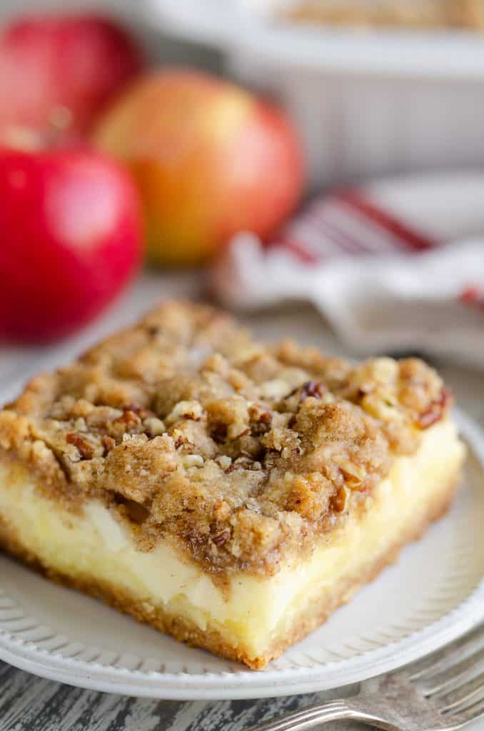 Apple Pecan Custard Dessert slice served on plate