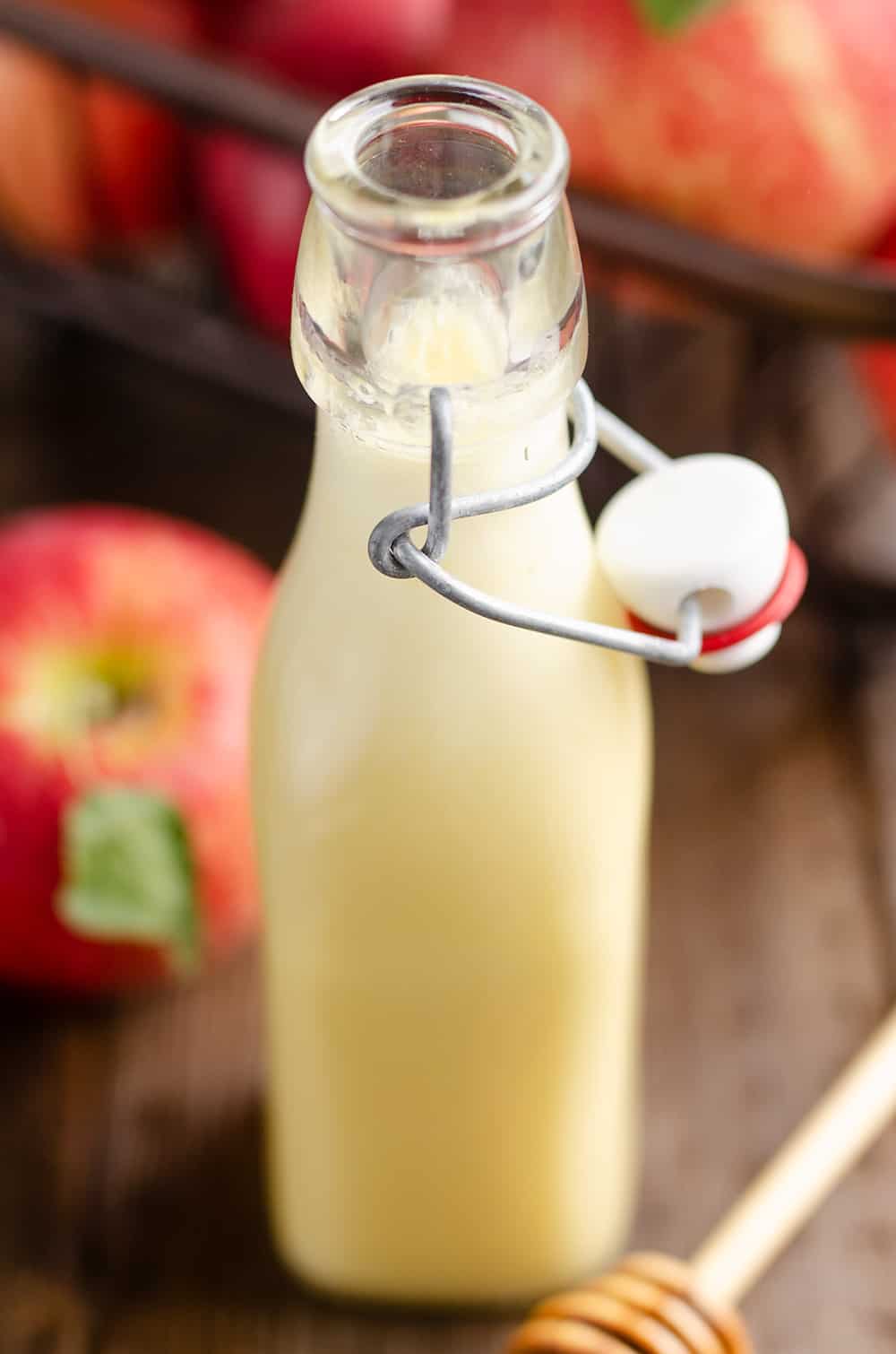 Light Apple Cider Vinaigrette in homemade bottle