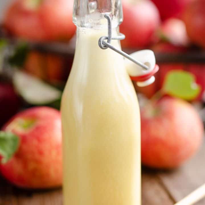 Light Apple Cider Vinaigrette in glass bottle