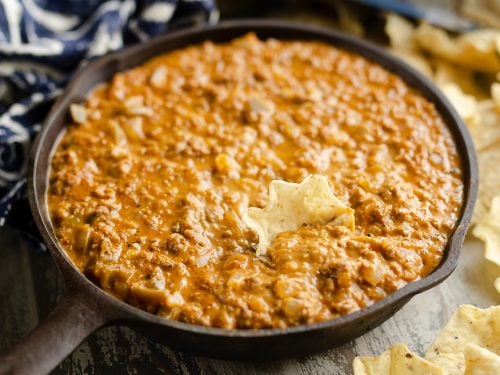 Light Queso Dip served with chips