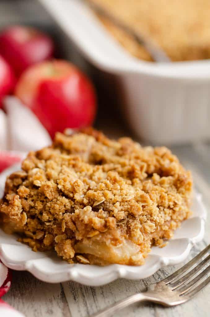 Peanut Butter Apple Crisp served on plate