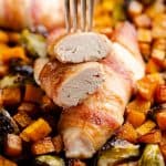 Bacon Wrapped Chicken Balsamic Squash Sheet Pan Dinner