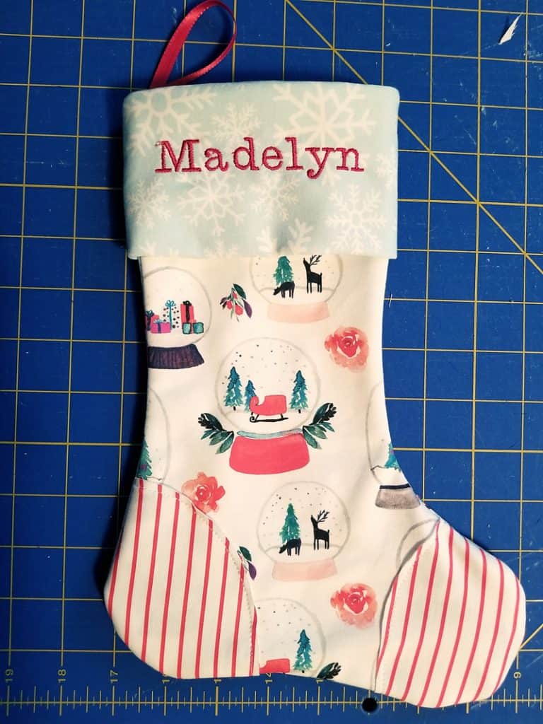 finished personalized Christmas stocking