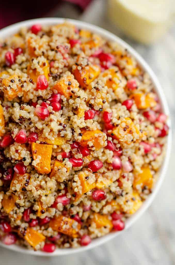 Pomegranate Squash Quinoa Salad in bowl