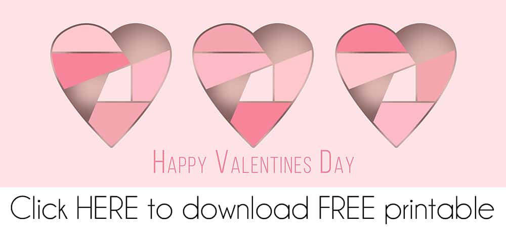 Modern Broken Gold Heart Valentine FREE Printable Treat Bag Topper Download