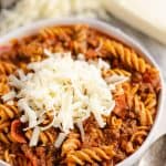 Pressure Cooker Light Pizza Noodle Casserole with cheese