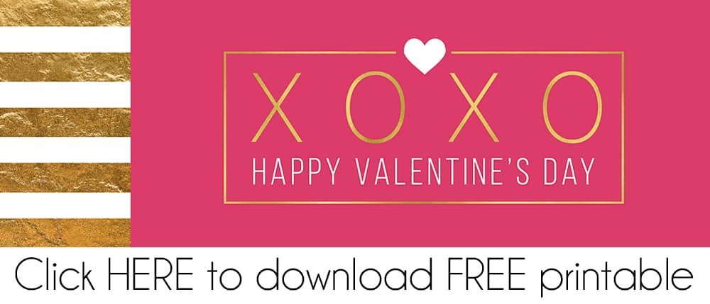 Striped Gold Valentine FREE Printable Treat Bag Topper Download