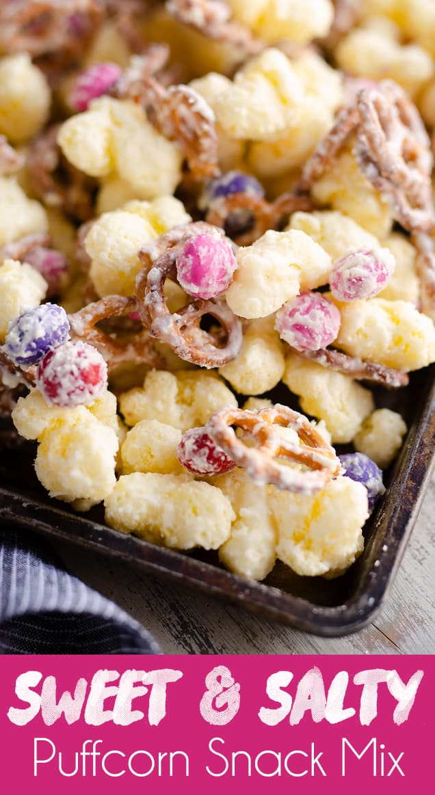 sweet and salty puffcorn snack mix
