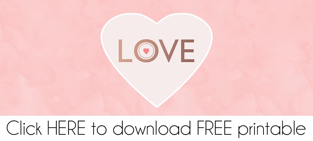 Sweet Heart Gold Watercolor Valentine FREE Printable Treat Bag Topper PDF Download