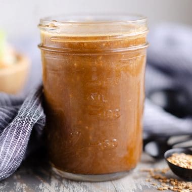 Toasted Sesame Asian Salad Dressing in mason jar