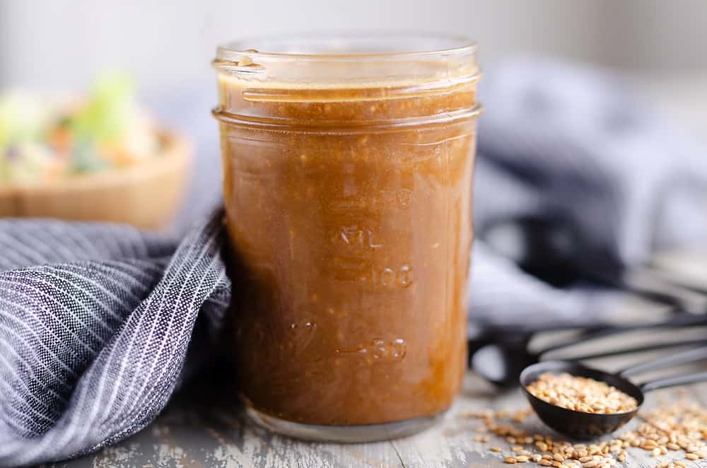 Toasted Sesame Asian Salad Dressing in mason jar